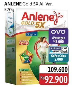 Promo Harga Anlene Gold Plus 5x Hi-Calcium All Variants 580 gr - Alfamidi