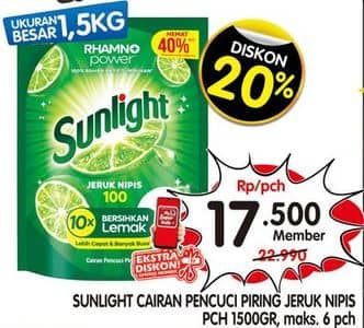 Promo Harga Sunlight Pencuci Piring Jeruk Nipis 100 1500 ml - Superindo