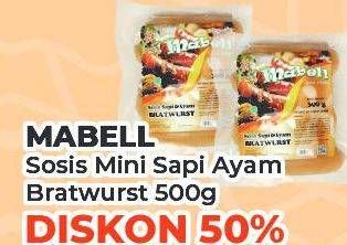 Promo Harga MABELL Bratwurst Sosis Sapi 500 gr - Yogya