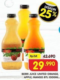 Promo Harga BERRI Juice Orange, Classic Apple, Mango 1000 ml - Superindo