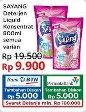 Promo Harga Sayang Liquid Detergent All Variants 800 ml - Indomaret
