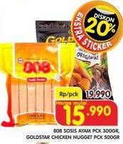 Promo Harga GOLDSTAR Chicken Nugget 500gr/808 Sosis Ayam 300gr  - Superindo