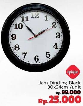 Promo Harga EPIQUE Jam Dinding Black 30x24  - LotteMart