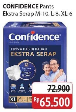 Confidence Adult Pants Slim & Fit Extra Absorb 6 pcs Diskon 10%, Harga Promo Rp65.500, Harga Normal Rp72.900