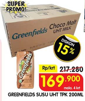 Promo Harga Greenfields UHT per 24 pcs 200 ml - Superindo
