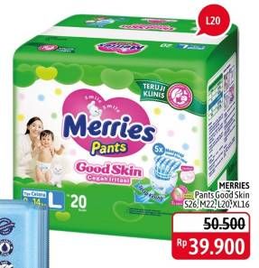 Promo Harga Merries Pants Good Skin S26, M22, L20, XL16 16 pcs - Alfamidi