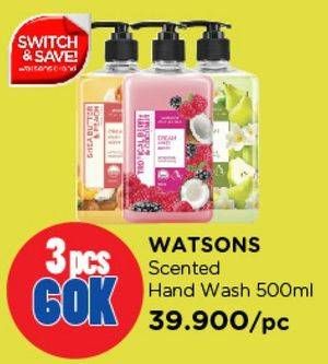 Promo Harga WATSONS Scented Cream Hand Wash 500 ml - Watsons