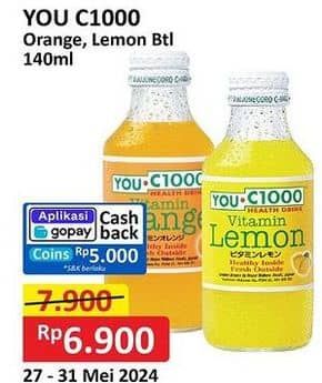 Promo Harga You C1000 Health Drink Vitamin Orange, Lemon 140 ml - Alfamart