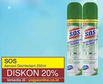Promo Harga SOS Disinfectant Spray Eucalyptus All Variants 250 ml - Yogya