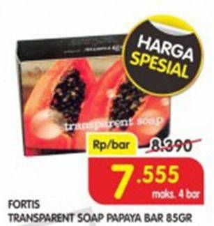 Promo Harga FORTIS Transparent Soap Papaya 85 gr - Superindo