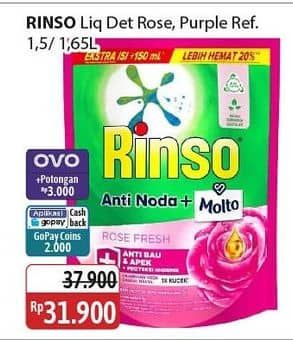 Promo Harga Rinso Liquid Detergent + Molto Pink Rose Fresh, + Molto Purple Perfume Essence 1500 ml - Alfamidi