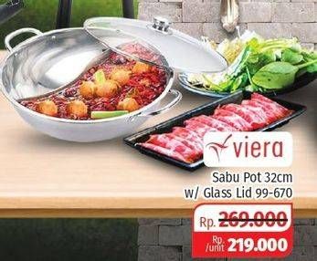 Promo Harga VIERA Shabu Pot 32 Cm With Glass Lid TMS 99  - Lotte Grosir