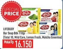 Promo Harga LIFEBUOY Bar Soap Total 10, Mild Care, Lemon Fresh, Matcha Green Tea 110 gr - Hypermart