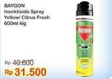 Promo Harga BAYGON Insektisida Spray Yellow Fresh Scent, Citrus Fresh 600 ml - Indomaret