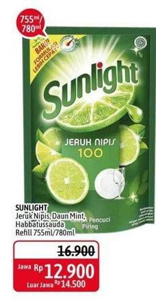Promo Harga SUNLIGHT Pencuci Piring Anti Bau With Daun Mint, Higienis Plus With Habbatussauda, Jeruk Nipis 100 755 ml - Alfamidi