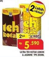 Promo Harga ULTRA Teh Kotak Lemon, Jasmine per 2 box 200 ml - Superindo