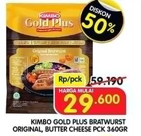 Promo Harga Kimbo Gold Plus Bratwurst Original, Butter Cheese 360 gr - Superindo