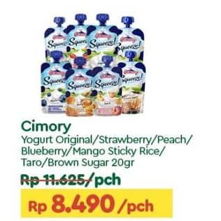 Promo Harga Cimory Squeeze Yogurt Original, Strawberry, Peach, Blueberry, Mango Sticky Rice, Purple Taro, Brown Sugar 120 gr - TIP TOP