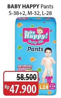 Promo Harga Baby Happy Body Fit Pants S38+2, M32, L28 28 pcs - Alfamidi