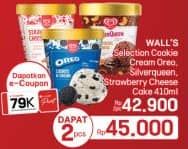 Promo Harga Walls Selection Oreo Cookies Cream, SilverQueen Chocolate Cashew, Strawberry Cheesecake 410 ml - LotteMart