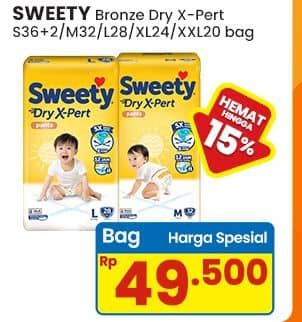 Promo Harga Sweety Bronze Pants Dry X-Pert S36+2, M32, L28, XL24, XXL20 20 pcs - Indomaret