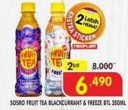 Promo Harga SOSRO Fruit Tea Blackcurrant, Freeze per 2 botol 350 ml - Superindo