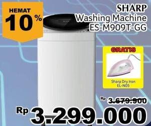 Promo Harga SHARP ES-M909T-GG | Washing Machine Top Loading Capacity 9 kg  - Giant