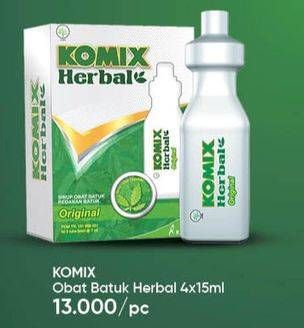 Promo Harga KOMIX Herbal Obat Batuk Original per 4 sachet 15 ml - Guardian