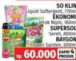 SO KLIN Liquid + EKONOMI Jeruk Nipis + SUPERSOL Sereh + BAYGON Flower Garfden