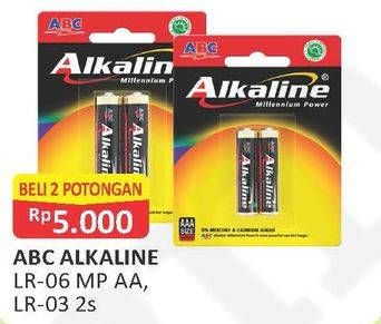 Promo Harga ABC Battery Alkaline LR-03, AA LR06 2B per 2 pouch 2 pcs - Alfamart