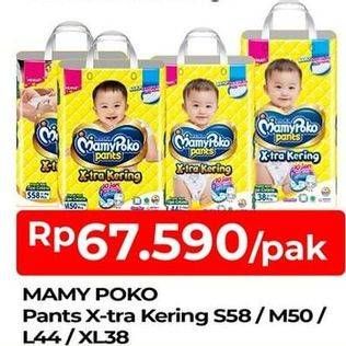 Promo Harga Mamy Poko Pants Xtra Kering L44, M50, XL38, S58 38 pcs - TIP TOP