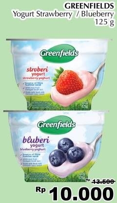 Promo Harga GREENFIELDS Yogurt Strawberry, Blueberry
