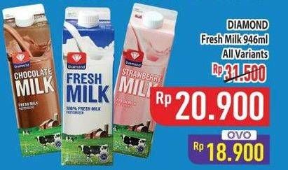 Promo Harga Diamond Fresh Milk All Variants 946 ml - Hypermart