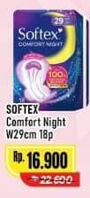 Promo Harga Softex Comfort Night Wing 29cm 18 pcs - Alfamart