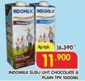 Promo Harga Indomilk Susu UHT Full Cream Plain, Cokelat 1000 ml - Superindo