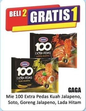 Promo Harga Gaga 100 Extra Pedas Kuah Jalapeno, Kuah Soto, Goreng Jalapeno, Goreng Lada Hitam 75 gr - Hari Hari