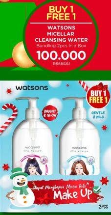 Promo Harga WATSONS Micellar Cleansing Water 2 pcs - Watsons