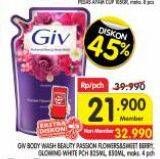 Promo Harga GIV Body Wash Passion Flowers Sweet Berry, Glow White 825 ml - Superindo