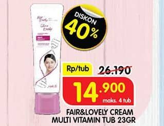 Promo Harga Glow & Lovely (fair & Lovely) Multivitamin Cream 25 gr - Superindo