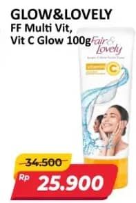 Promo Harga Glow & Lovely (fair & Lovely) Facial Foam Brightening Multi Vitamin, Bright C Glow Vitamin C 100 gr - Alfamart