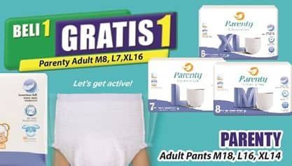 Promo Harga Parenty Softness Of Love Adult Diapers Pants L16, M18, XL14 14 pcs - Hari Hari