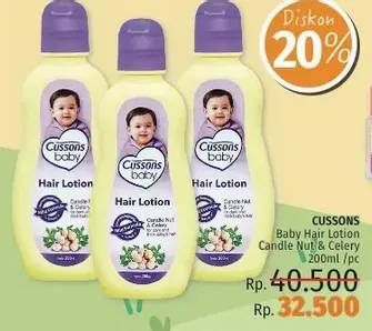 Promo Harga CUSSONS BABY Hair Lotion Candle Nut Celery 200 ml - LotteMart