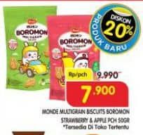 Promo Harga Monde Boromon Multigrain Biscuit Apple, Strawberry 50 gr - Superindo