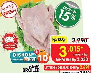 Promo Harga Ayam Broiler per 100 gr - Superindo