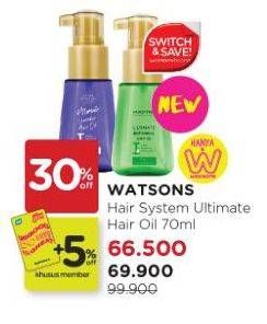 Promo Harga WATSONS Hair System Ultimate Hair Oil 70 ml - Watsons