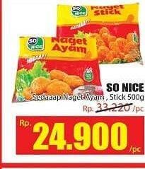 Promo Harga SO NICE Sedaap Naget Ayam, Stick 500 g  - Hari Hari