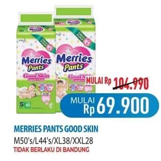 Promo Harga Merries Pants Good Skin M50, L44, XL38, XXL28 28 pcs - Hypermart