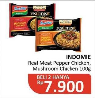 Promo Harga INDOMIE Real Meat Pepper Chicken, Mushroom Chicken per 2 pcs 100 gr - Alfamidi