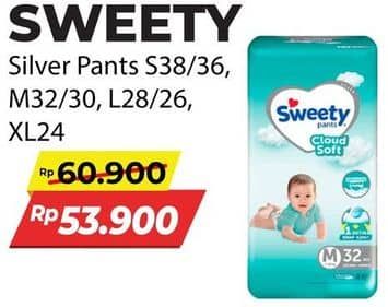 Promo Harga Sweety Silver Pants S36, S38, M32, L26, L28, M30 26 pcs - Alfamart
