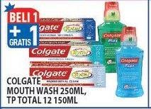 Promo Harga COLGATE Toothpaste Total 150gr/Mouthwash 250ml  - Hypermart